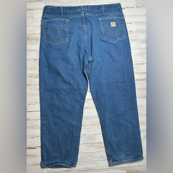 Carhartt FR Denim Blue Work Jeans Relaxed Fit Men 44x30 Workwear FRB100DNM USA - Picture 7 of 9